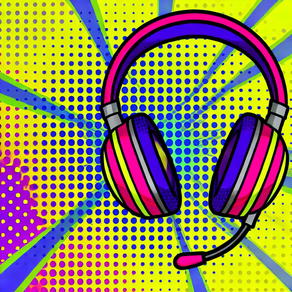 A pop art style image of a headset with a bold and sleek design.